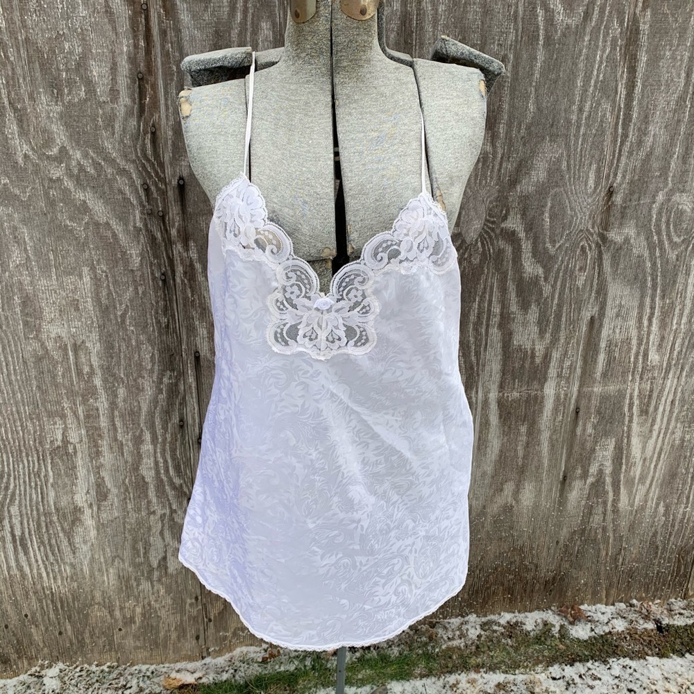 Vintage White Lace Lingerie Deena Babydoll Slip
